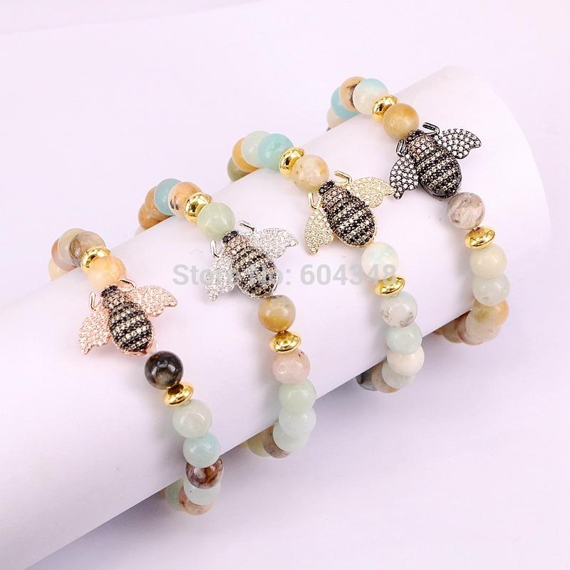 5 Strand ZYZ182-8469 New Design CZ Micro Pave Zirconia Insect Bracelet with 8mm Amazonia / Amazon Stone Beads Women Jewelry
5 Strand ZYZ182-8469 New Design CZ Micro Pave Zirconia Insect Bracelet with 8mm Amazonia / Amazon Stone Beads Women Jewelry