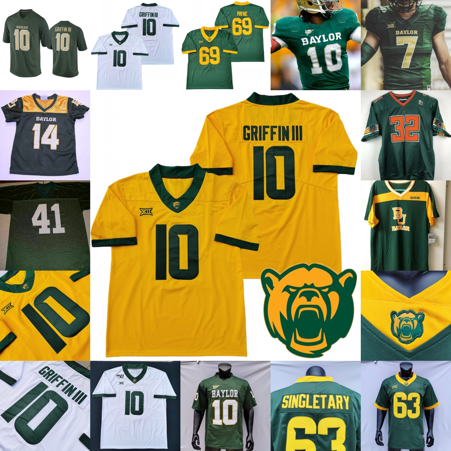 Custom Baylor Football Jersey NCAA College Corey Coleman Kendall Wright Mike Singletary Jason Smith Gerry Bohanon TJ Franklin Bernard Lovett, Green i
Custom Baylor Football Jersey NCAA College Corey Coleman Kendall Wright Mike Singletary Jason Smith Gerry Bohanon TJ Franklin Bernard Lovett, Green i