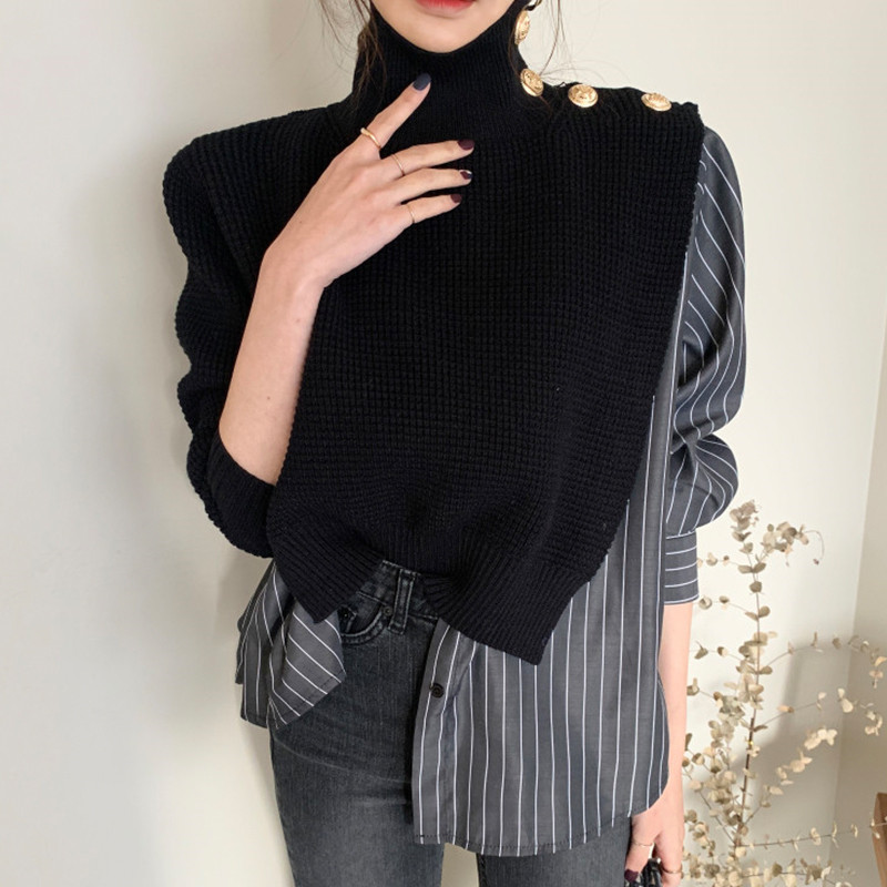 2021 New Chic Korean Niche Design Tops High Neck Fashion Two Pieces Shredded Blouses Striped Puff Sleeves Autumn Clothes for Women 9RVI, Black
2021 New Chic Korean Niche Design Tops High Neck Fashion Two Pieces Shredded Blouses Striped Puff Sleeves Autumn Clothes for Women 9RVI, Black