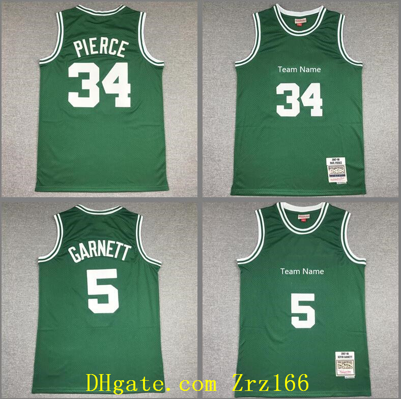 Retro Men basketball BostonCity Team 34 Paul Pierce 5 Kevin Garnett Mitchell&Ness 2007-08 Hardwoods Classic Jersey