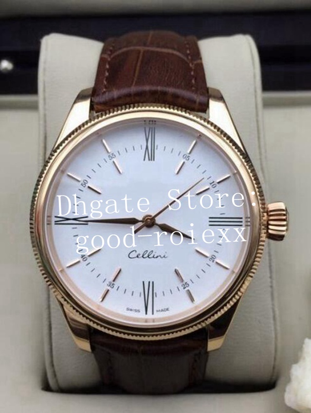39mm Watches For Men Golden White Black Automatic 2813 Watch Men's Rose Gold Cellini Mechanical Leather Luminous Crystal 50505 Wristwatches
39mm Watches For Men Golden White Black Automatic 2813 Watch Men's Rose Gold Cellini Mechanical Leather Luminous Crystal 50505 Wristwatches
