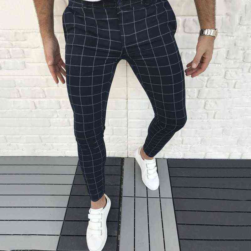 Men's Pants Smart Casual Fashion Men's Clothing Plaid Pencil Pants Thin Mid Waist Jogger Casual Trousers Pants For Men X220214