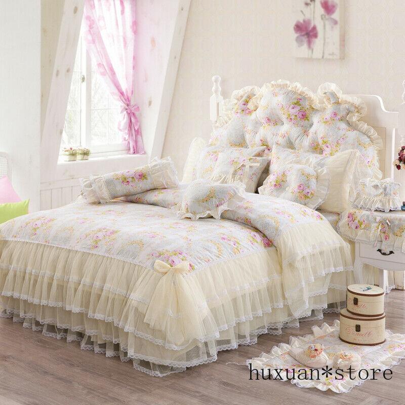 Cotton Princess Bedding Set Lace Duvet Cover Bed Skirt Pillow Mat Bedstand Cover, Dknh1
Cotton Princess Bedding Set Lace Duvet Cover Bed Skirt Pillow Mat Bedstand Cover, Dknh1
