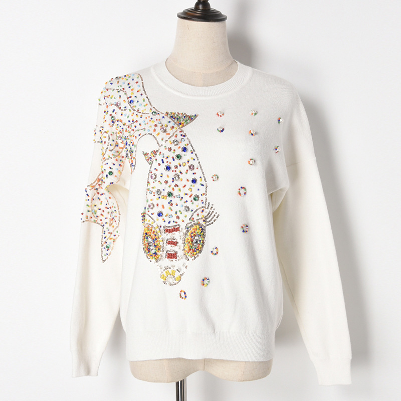 2021 Autumn Female Brand Designer Fashionable High Street New Pullovers Round Neck Cable Knit Goldfish Bead Sweater Ut9a, Black
2021 Autumn Female Brand Designer Fashionable High Street New Pullovers Round Neck Cable Knit Goldfish Bead Sweater Ut9a, Black