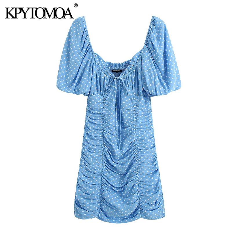 KPYTOMOA Women 2020 Chic Fashion Polka Dot Draped Mini Dress Vintage Tied V Neck Puff Sleeve Female Dresses Vestidos Mujer, As picture
KPYTOMOA Women 2020 Chic Fashion Polka Dot Draped Mini Dress Vintage Tied V Neck Puff Sleeve Female Dresses Vestidos Mujer, As picture
