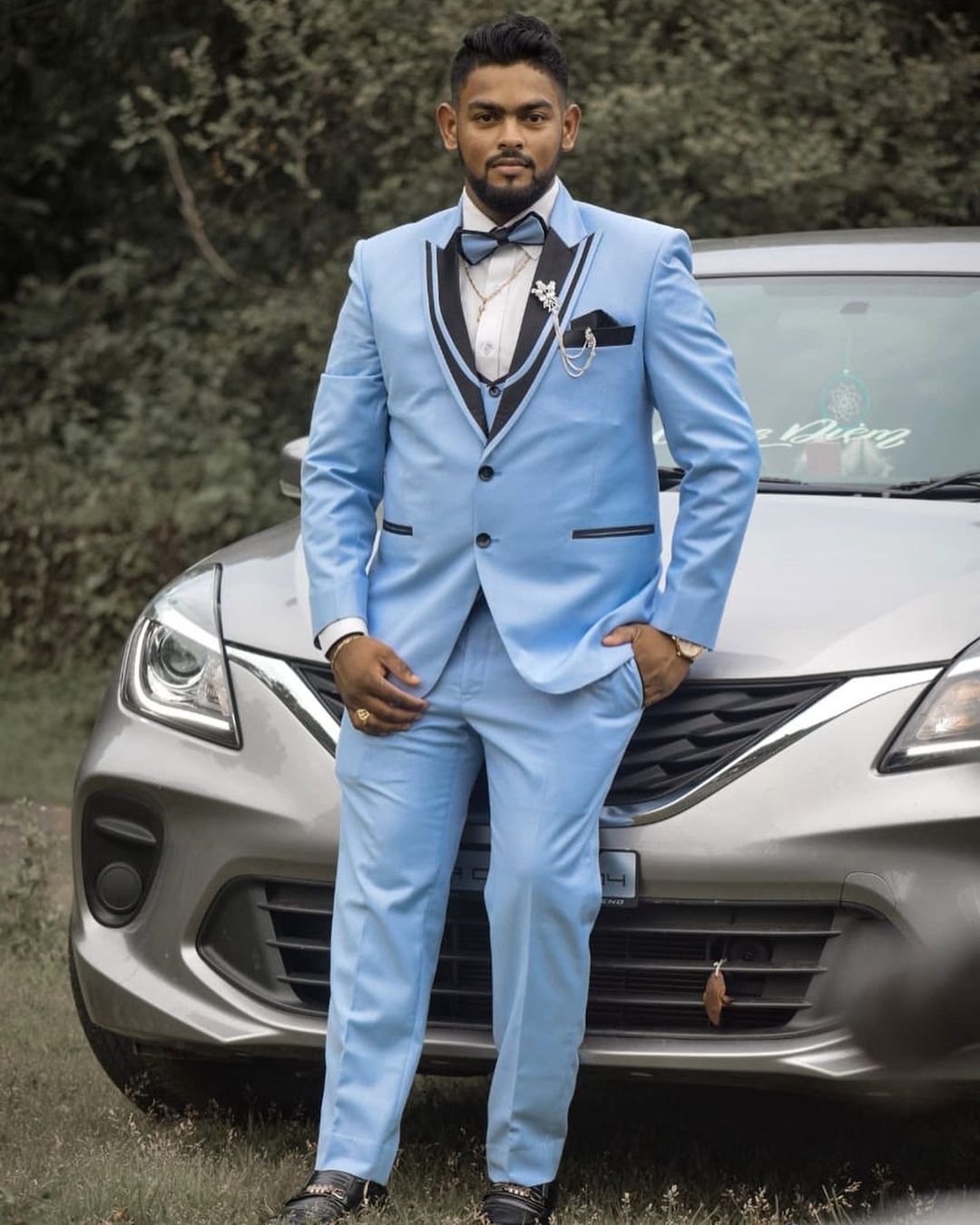 Wedding Suits for Men Tuxedos Sky Blue Plus Size Groom Prom Party Business Blazer Coat Tuxedo (Jacket+Vest+Pants)