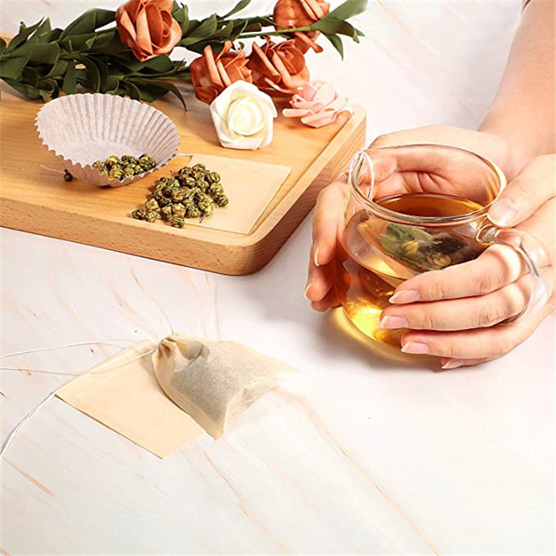 100Pcs/Lot Loose Leaf Filter Bag Coffee Tools Natural Unbleached Empty Paper Infuser Strainers for Tea Wooden Color