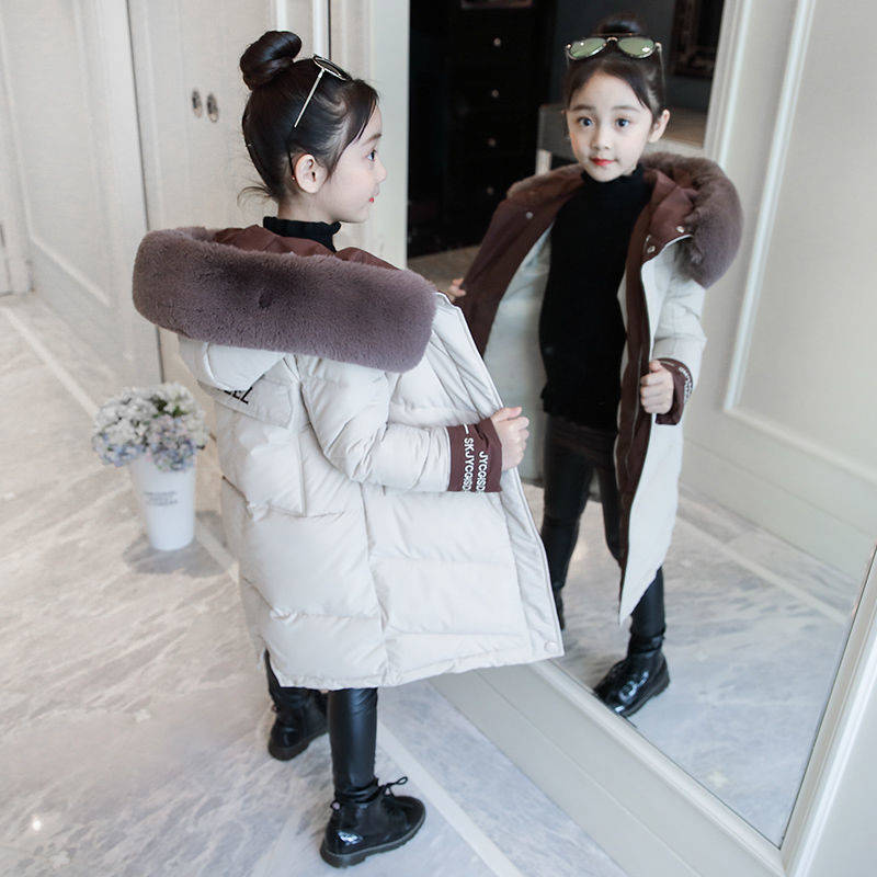 winter children's coat Girls Korean version the long section of cotton clothing LJ201128