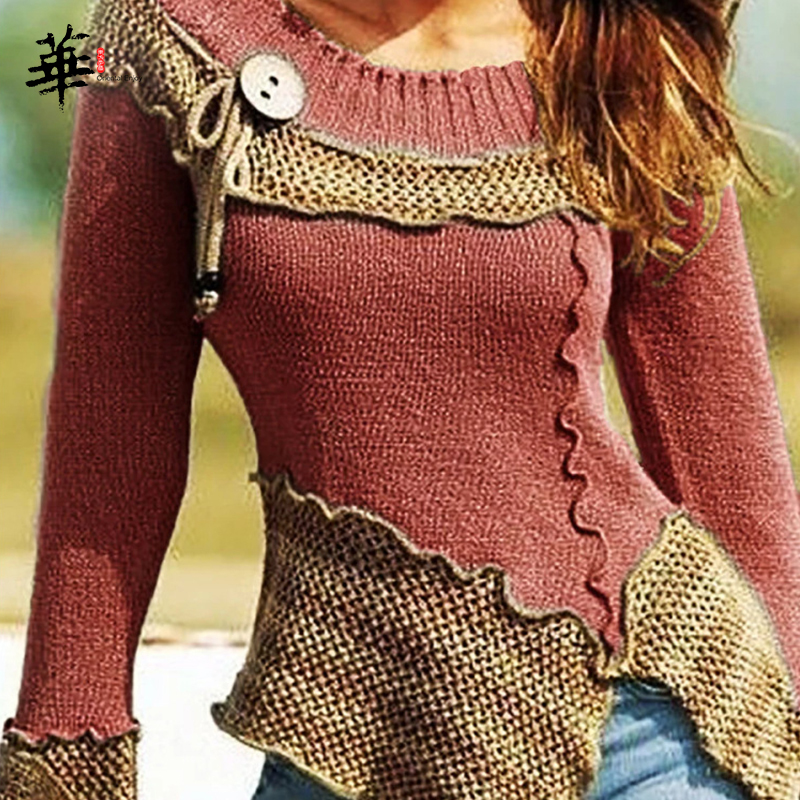 Vintage Sweater Women Knitted Long Sleeve Sweaters for women Tops Fall Winter Clothes Women Pullover Jumper Woman Sweaters 201222