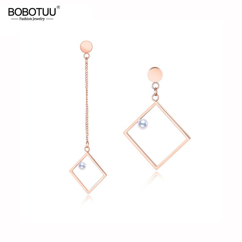 BOBOTUU Trendy Geometric Asymmetry Drop Earrings Titanium Steel Long Imitation Pearl Simple Dangle Earring Jewelry BE17096
BOBOTUU Trendy Geometric Asymmetry Drop Earrings Titanium Steel Long Imitation Pearl Simple Dangle Earring Jewelry BE17096