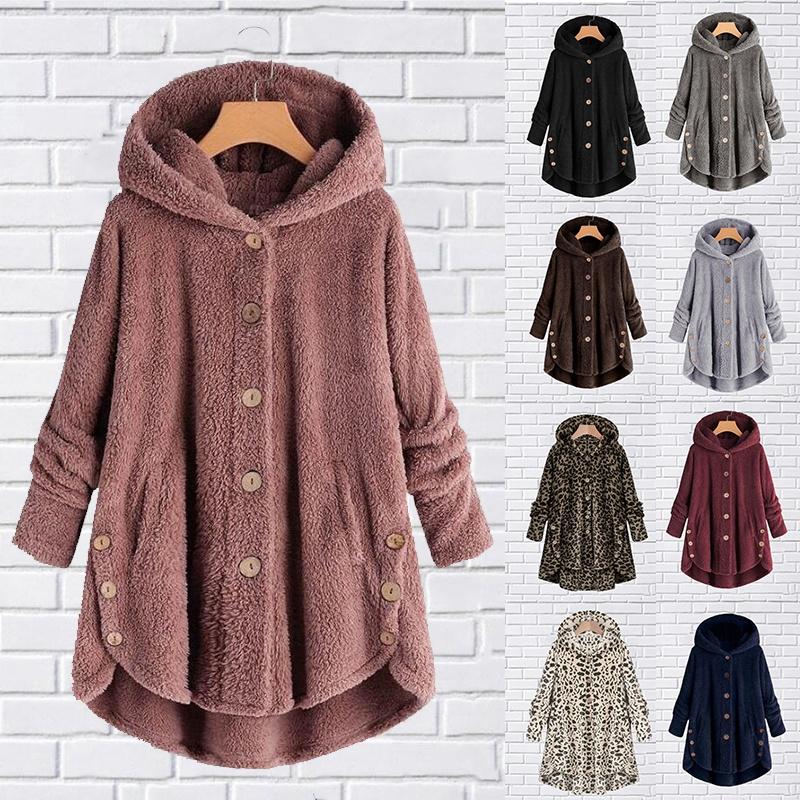 Women Faux Fur Coat Lambs Wool Fleece Winter Hooded Outwear Warm Oversize Clothing Plus Size Button Down Jackets, Yellow 
Women Faux Fur Coat Lambs Wool Fleece Winter Hooded Outwear Warm Oversize Clothing Plus Size Button Down Jackets, Yellow