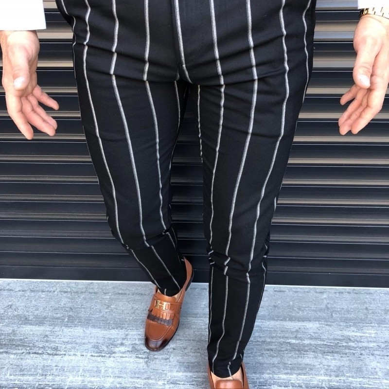 Peak Men Vintage Plaid Suit Pants Formal Dress Pant Business Casual Slim Pantalon Classic Check Suit Trousers Wedding Party 201106