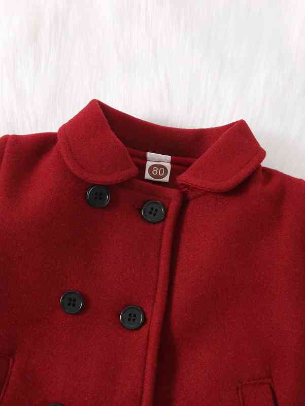 Baby Slant Pockets Double Breasted Coat SHE