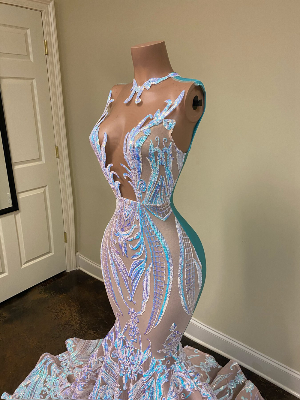 Sexy Sheer O-neck Sleeveless evening gown Colorful Sequined African aso ebi Black Girls Mermaid Long Prom Dresses 2022