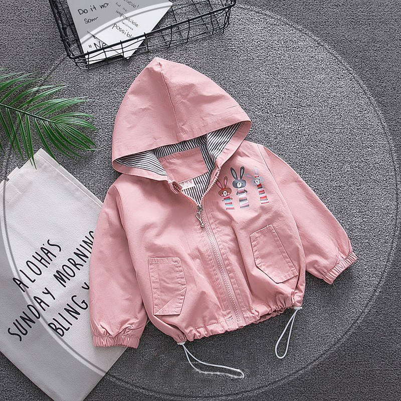 Children's clothing 3-9 years old girls jacket children spring and autumn cute baby jacket Cartoon printed rabbit windbreaker 201126