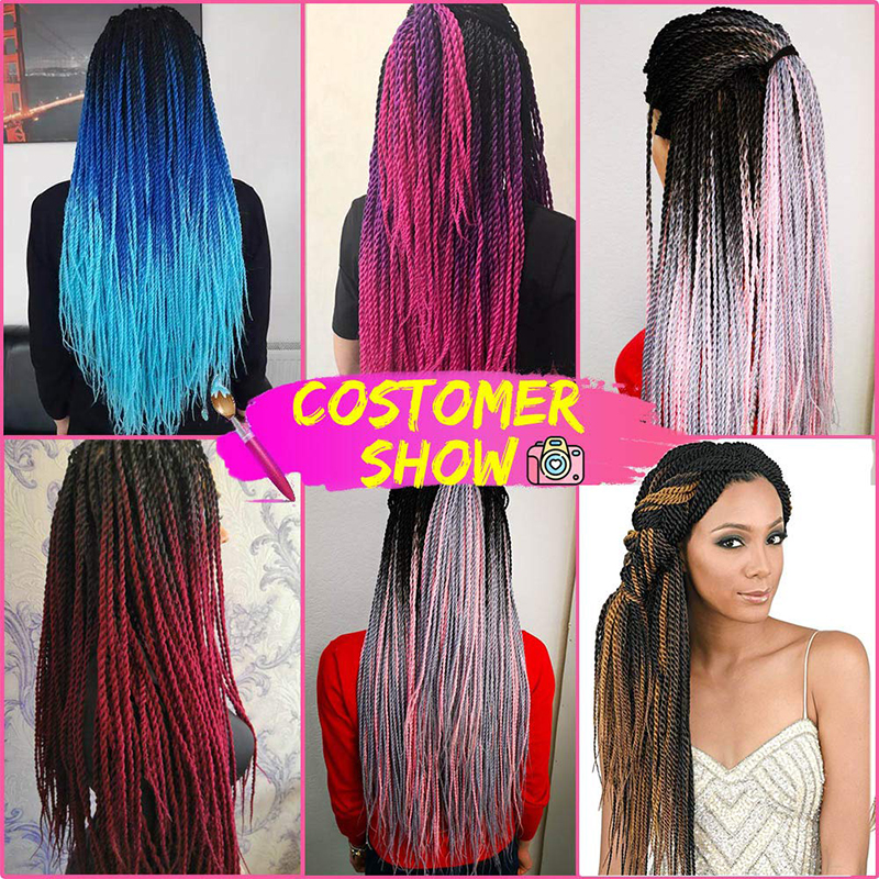 22 Inch Synthetic Hair Extensions Color Gradient Two Strand Braids 3 Colors Gradients Twos Strands Dirty Braidss Hair Crochet Wig WH0524