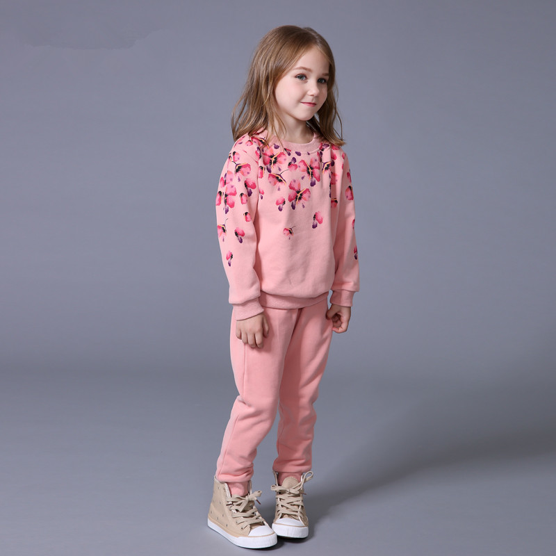 Girls Clothing Sets Spring Autumn Girl Sport Suits Floral Kids Suit Casual Tracksuit For Kids Children Clothing 2-8TX1019