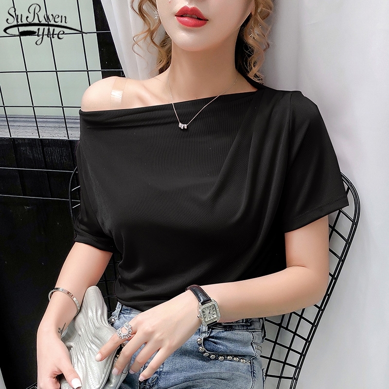 Bright Sequined White Short Sleeve Tee Shirts Tshirt Women Summer T-shirts Fashion Off-Shoulder Slash Neck Loose Tops 10096 Y200828
Bright Sequined White Short Sleeve Tee Shirts Tshirt Women Summer T-shirts Fashion Off-Shoulder Slash Neck Loose Tops 10096 Y200828