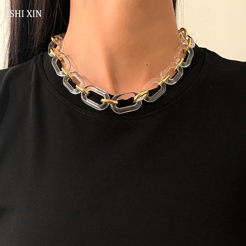 Chokers SHIXIN Acrylic Chunky Short Chain Necklace On Neck Fashion Transparent/Gold Color Thick Choker Collar For Women Jewelry
Chokers SHIXIN Acrylic Chunky Short Chain Necklace On Neck Fashion Transparent/Gold Color Thick Choker Collar For Women Jewelry