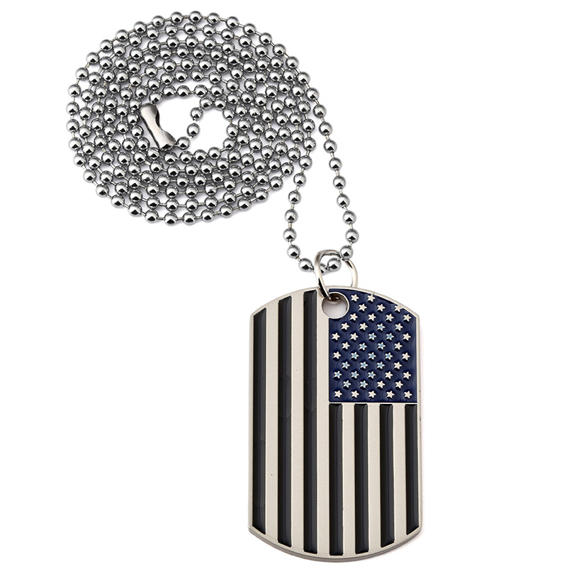 Fashion Stainless Steel Military Tag Trendy USA Symbol American Flag Pendants Necklaces Party Decoration Necklace Creative Gift
