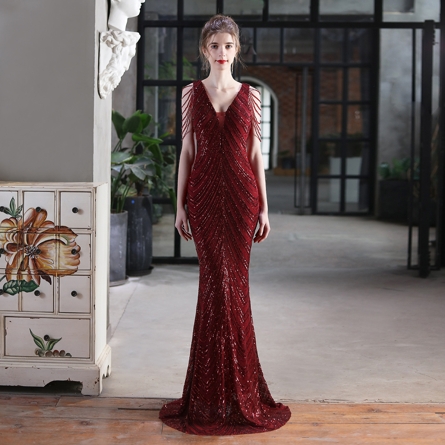 champagne mermaid evening dresses vestidos de fiesta robe longue robe mariage robe femme sequins party dress vestidos prom