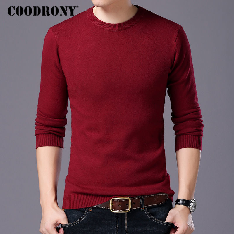 COODRONY Sweater Men Autumn Winter Warm Mens Knitted Wool Sweaters Solid Color Casual O-Neck Pull Homme Cotton Pullover Men 7209 201022