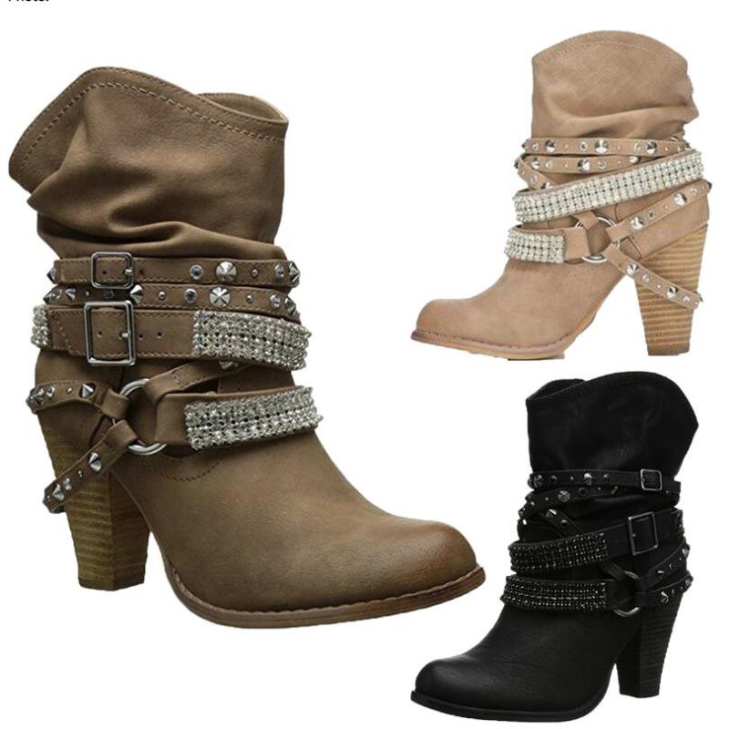 New Short Boots Women Western Goth Diamonds Studs Boots Ankle Women High Heel Booties Spiked Shoes Plus size 35-44, Beige
New Short Boots Women Western Goth Diamonds Studs Boots Ankle Women High Heel Booties Spiked Shoes Plus size 35-44, Beige