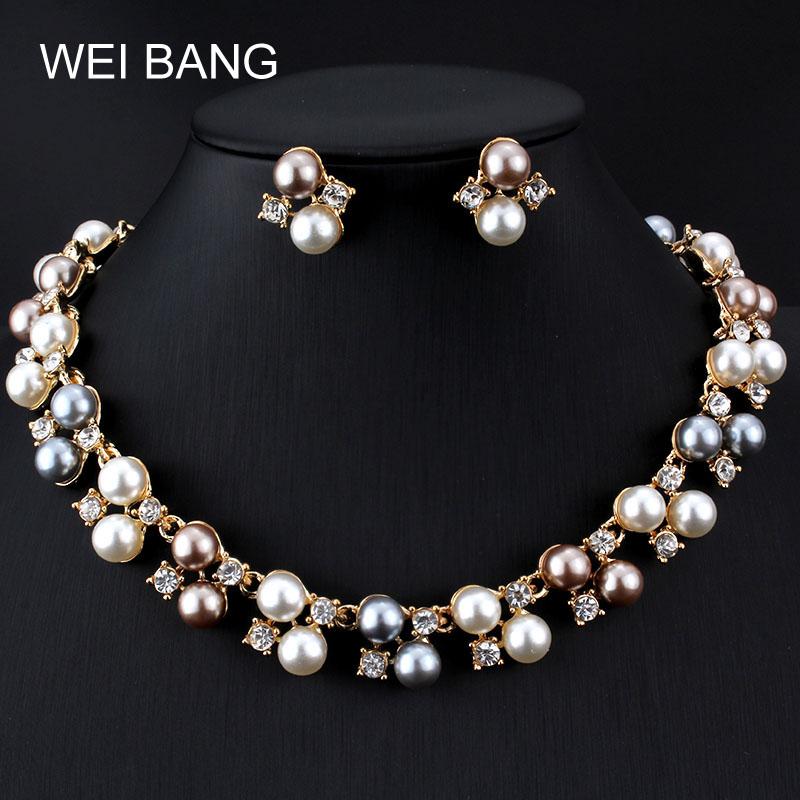 Popular Women Jewelry Sets Pearl Earrings Gold color Necklace Set Rhinestone Gift Jewelry For Party Shipping 2020, As pic
Popular Women Jewelry Sets Pearl Earrings Gold color Necklace Set Rhinestone Gift Jewelry For Party Shipping 2020, As pic