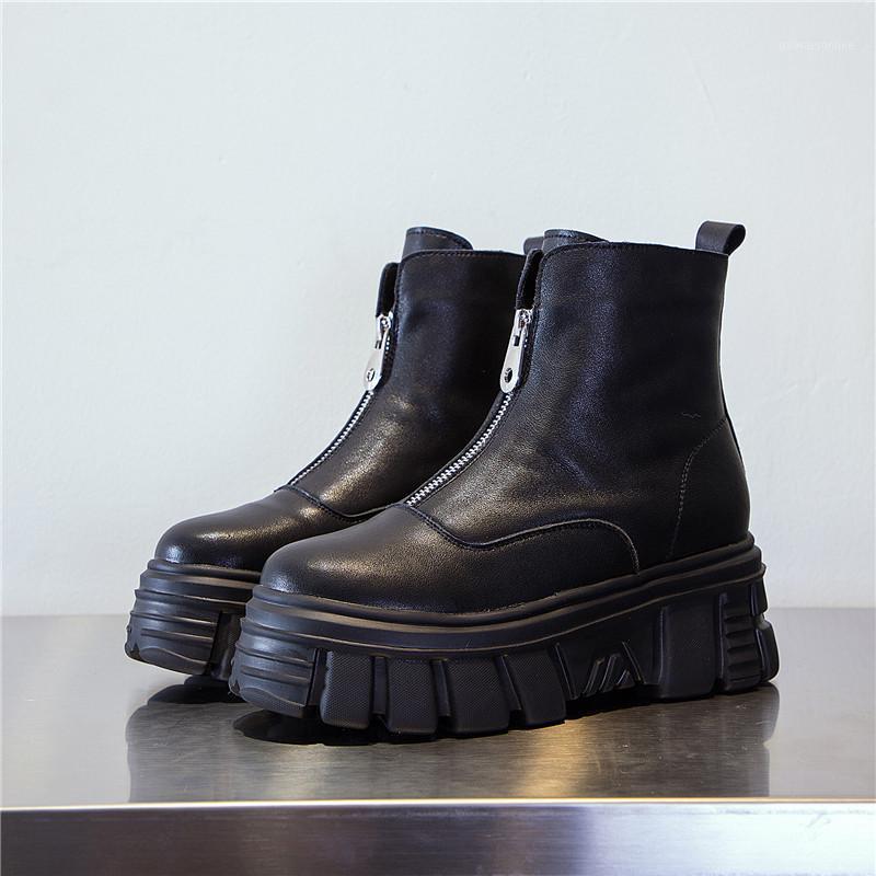 Genuine leather front zipper women's ankle boots new fashion style spring platform boots ladies thick shoes black platform1
Genuine leather front zipper women's ankle boots new fashion style spring platform boots ladies thick shoes black platform1