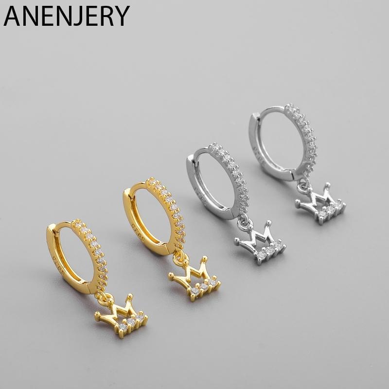 ANENJERY 925 Sterling Silver Crown Shape Hoop Earrings Micro-Inlaid Zircon Earrings for Women Accessories S-E1426
ANENJERY 925 Sterling Silver Crown Shape Hoop Earrings Micro-Inlaid Zircon Earrings for Women Accessories S-E1426