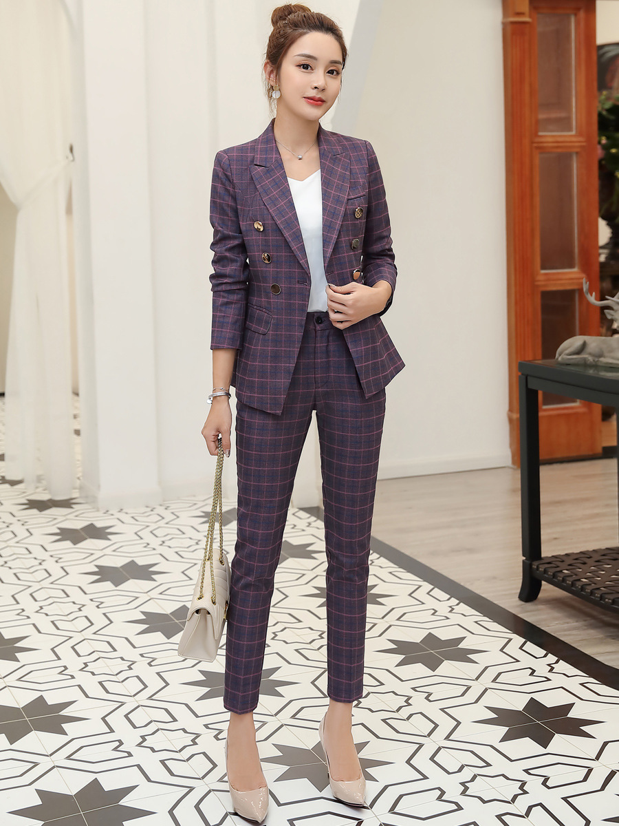 High quality professional women's suits large size S4XL 2019 autumn and winter new slim fullsleeve blazer Slim trouser suit T200818