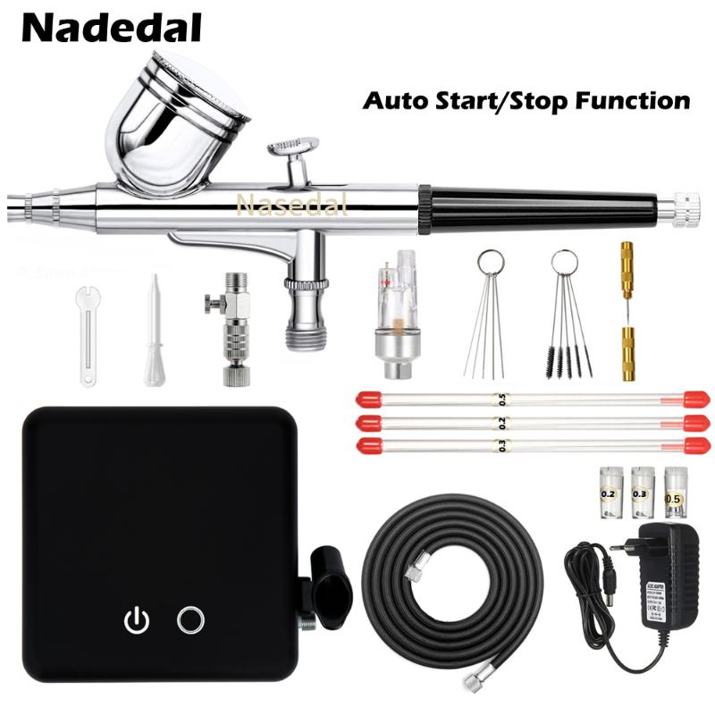 Nasedal Airbrush Compressor Auto Stop Function Dual-Action Air Brush Set Spray Gun Adjustable Power Touch Switch
Nasedal Airbrush Compressor Auto Stop Function Dual-Action Air Brush Set Spray Gun Adjustable Power Touch Switch