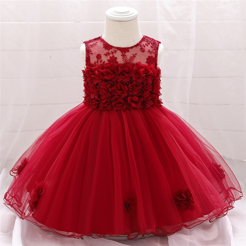 Infant Baby Girl Dress Lace Tulle Baptism Dresses for Girls 1st Year Birthday Beading Appliqued Party Wedding Baby Clothing LJ200827