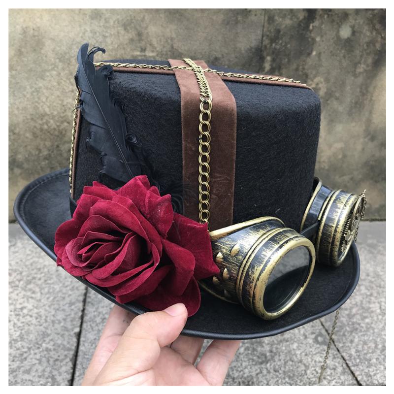 Women Fashion Handmade Steampunk Top Hat With Gear Glasses Magic Hat Cosplay Size 57CM Steampunk, Black
Women Fashion Handmade Steampunk Top Hat With Gear Glasses Magic Hat Cosplay Size 57CM Steampunk, Black