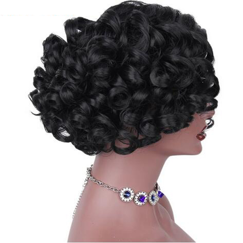 Synthetic Short Curly Black Hair Pixie Cut Wig for Women Heat Resistant Wigs