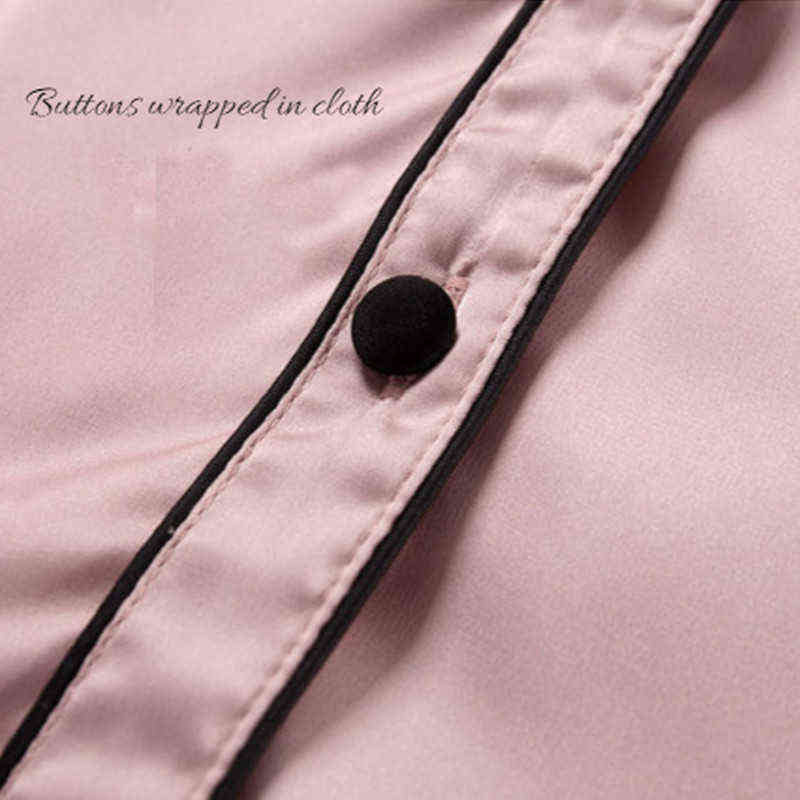 Silk Pajamas for Women Home Suit Heart Embroidered Pyjamas Pj Set Satin Nightwear Sleepwear Pijama Verano Mujer 220114