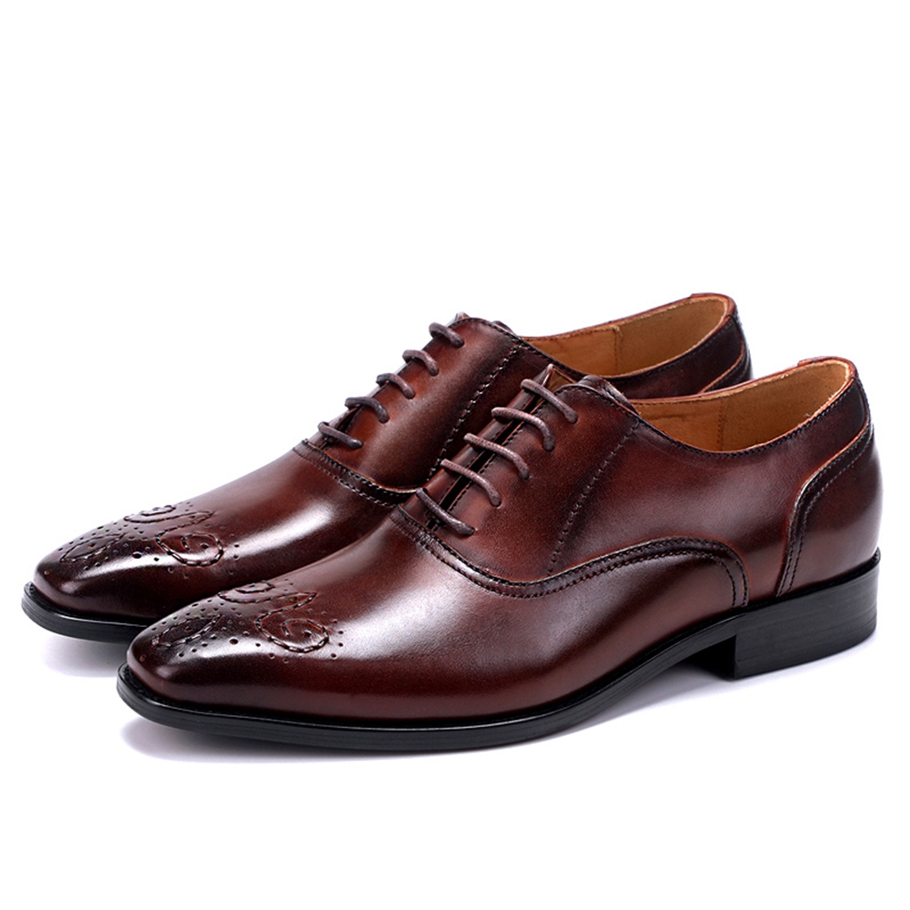 Hot Sale-Mens Dress Shoes High Quality Genuine Leather Wedding Shoes Mens Formal Business Shoes Man Oxfords for Work Plus Size