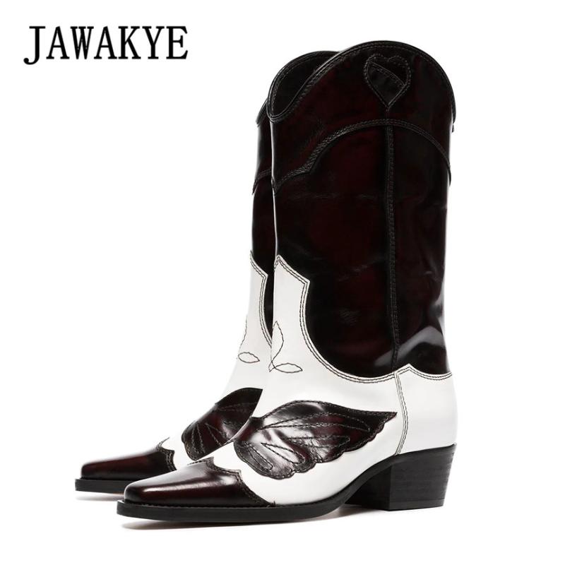 Autumn Patchwork Black knight Boots Women Square Toe Kitten Heels Embroidery butterfly Genuine Leather Knee high Boots for women
Autumn Patchwork Black knight Boots Women Square Toe Kitten Heels Embroidery butterfly Genuine Leather Knee high Boots for women