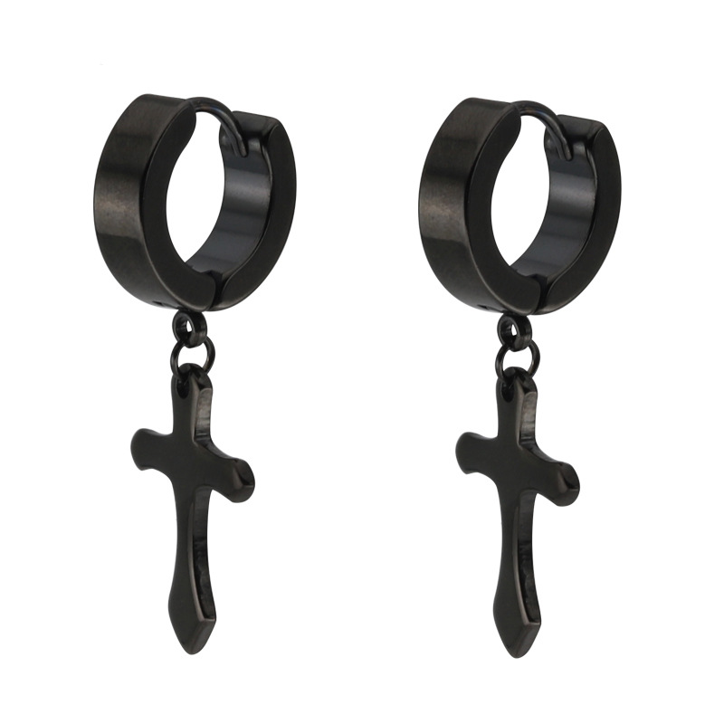 High Quality Cross Stainless Steel Charm Earrings For Women Men Gold Silver Balck Color Earring