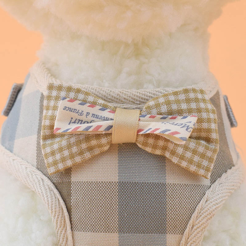 Cute Pet Dog Harness Soft Leashes and Plaid Vest Harness Dog Puppy Leads for Small Dogs Cats Breathable Mesh Collar