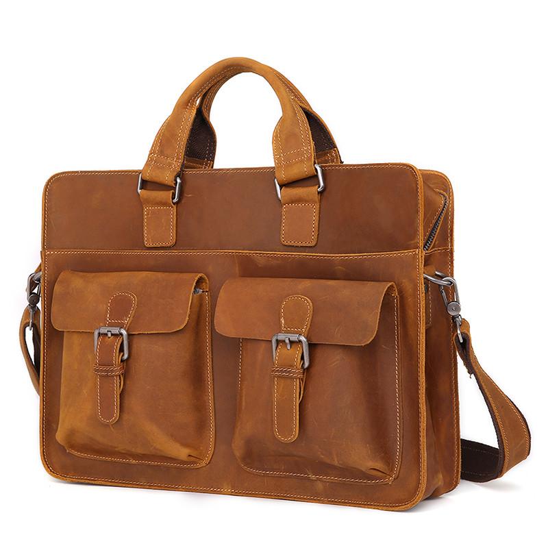 Vintage Natural Crazy Horse Leather Briefcase Multi Function Genuine Leather Men Handbags High Grade Business Briefcases, Brown
Vintage Natural Crazy Horse Leather Briefcase Multi Function Genuine Leather Men Handbags High Grade Business Briefcases, Brown
