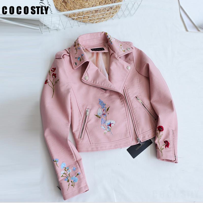 Women' Leather & Faux Autumn Biker Jacket Women Embroidered Bomber Floral Print Pink Black Motorcycle
Women' Leather & Faux Autumn Biker Jacket Women Embroidered Bomber Floral Print Pink Black Motorcycle