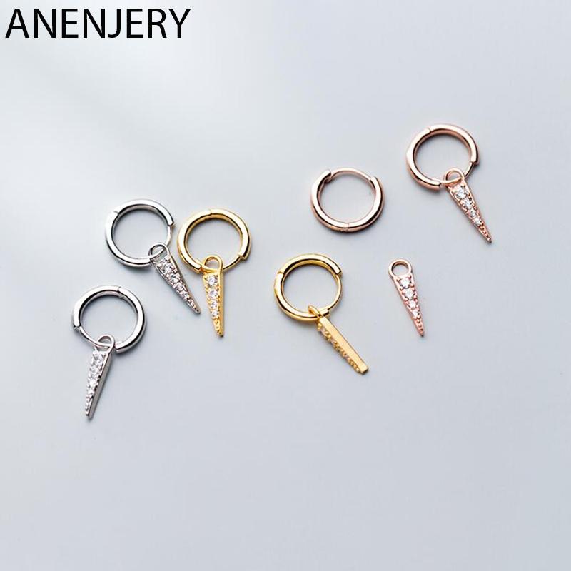 ANENJERY Silver Color Prevent Allergy Earrings Dainty ZirconTriangle Pendant Small Hoop Earrings For Women S-E1084
ANENJERY Silver Color Prevent Allergy Earrings Dainty ZirconTriangle Pendant Small Hoop Earrings For Women S-E1084