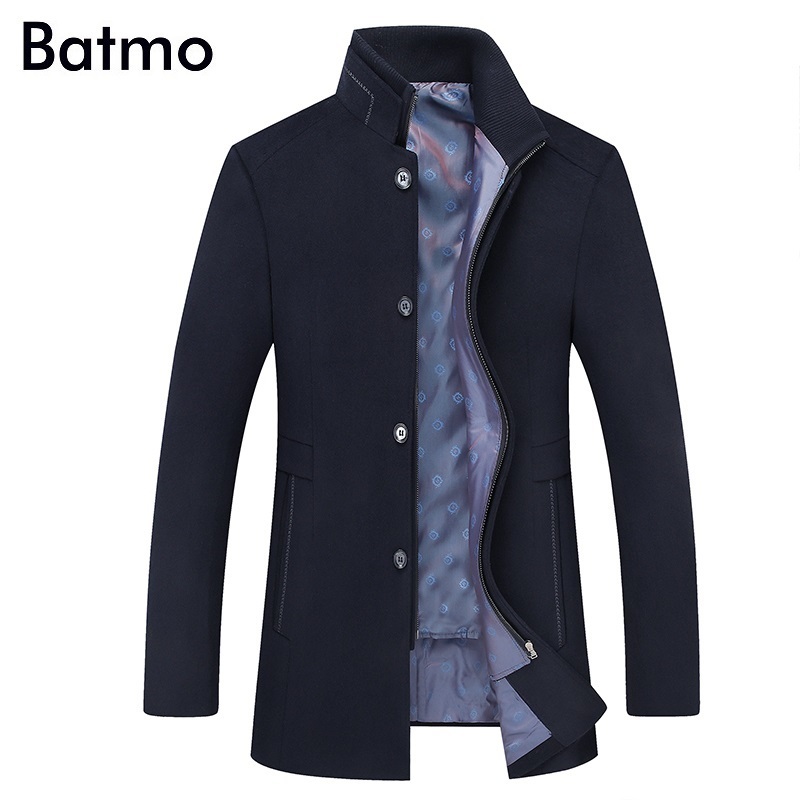 BATMO arrival winter high quality wool thicked trench coat menmen's gray wool jackets plus-size M-6XL1818 201128