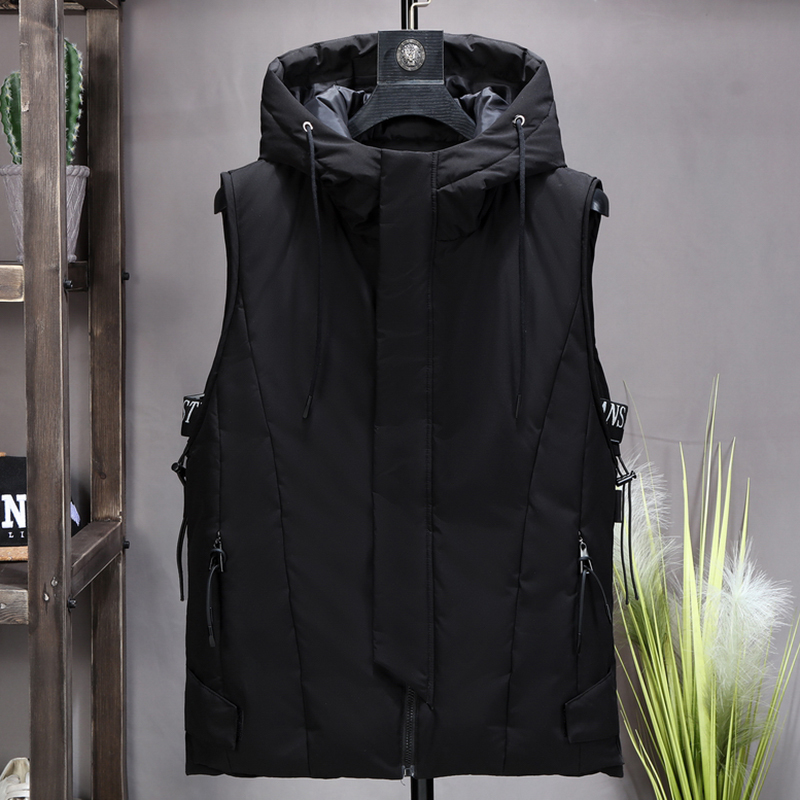 New Thicken White Duck Down Vest Men Winter Waterproof Warm Hooded Big Pockets Sleeveless Coat Plus Size 4XL 5XL 6XL 201223