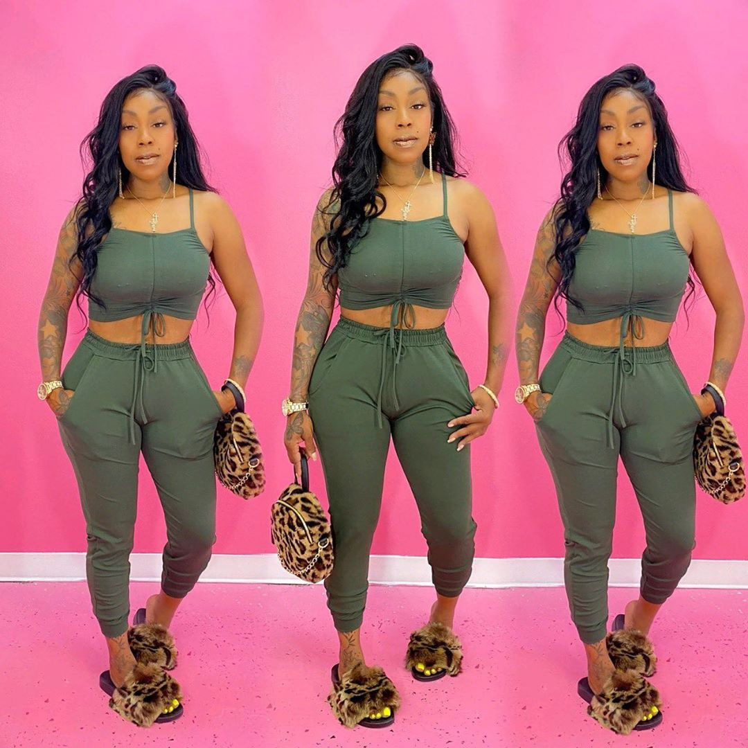 womens 2 piece short sets tracksuits 2023 Summer new suspender navel with pocket casual vest trousers Suit fashion summer style