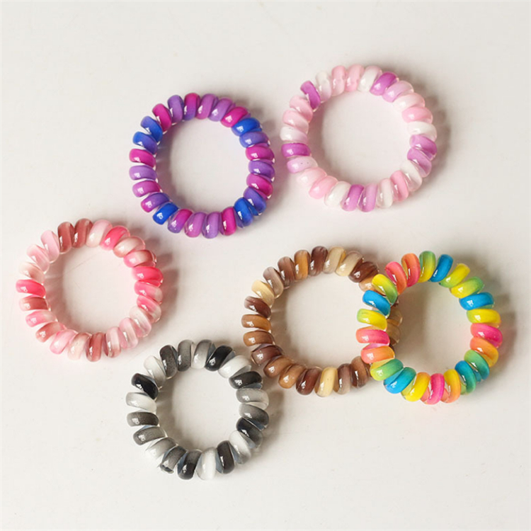 Children's hair tie 8 color Telephone Wire hairband colorful Ponytail Holder Elastic Phone Cord Line hair tie hair accessories kid gift