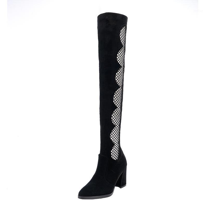 2021-thigh-high thigh-high heel pointy thigh-high boots1, Black
