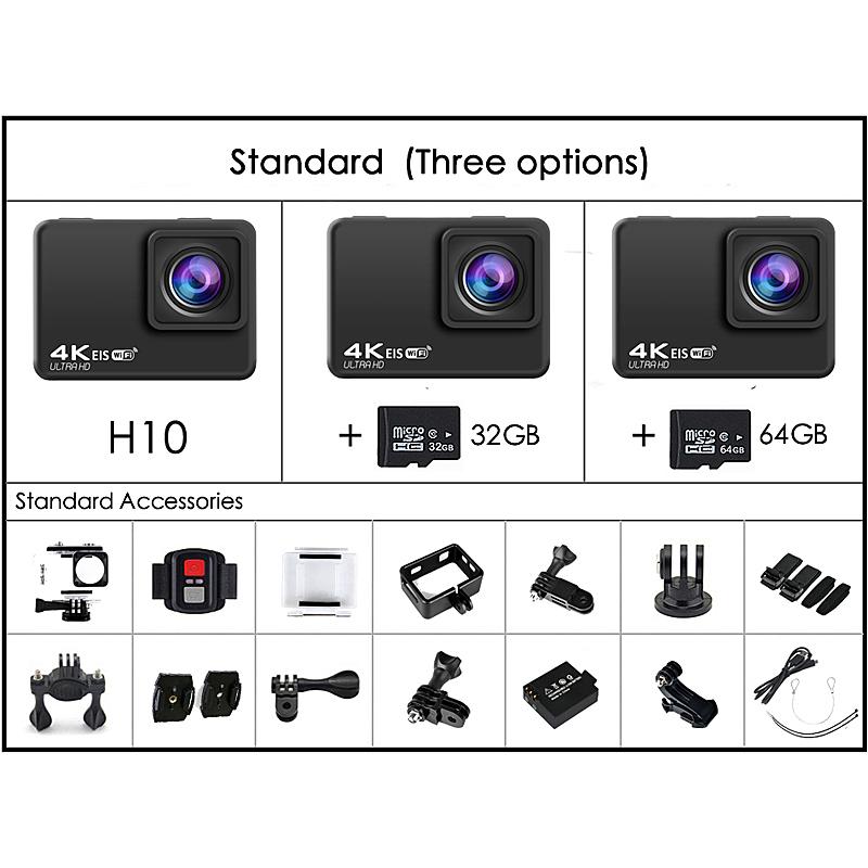 EIS Antishake H10 Action Camera Ultra HD 4K 60fps WiFi 20quot 170D Underwater Waterproof Cam Helmet Vedio go Sport pro Came1
