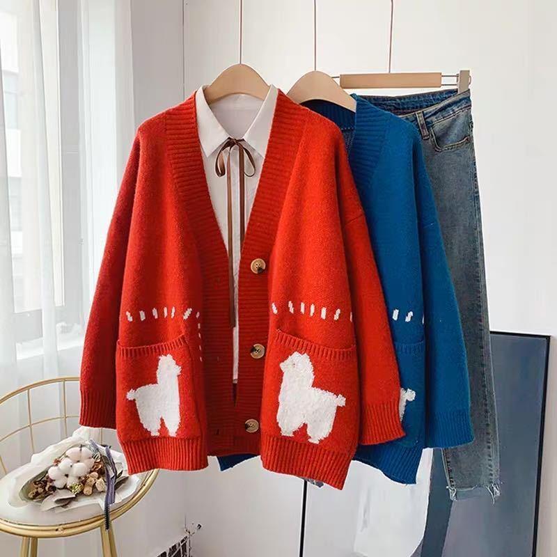 Sweater Cardigan Coat Korean Cartoon Pocket Knitted Jacket 2020 Autumn Winter Long Sleeve V-neck Knitwear Outwear, Blue
Sweater Cardigan Coat Korean Cartoon Pocket Knitted Jacket 2020 Autumn Winter Long Sleeve V-neck Knitwear Outwear, Blue
